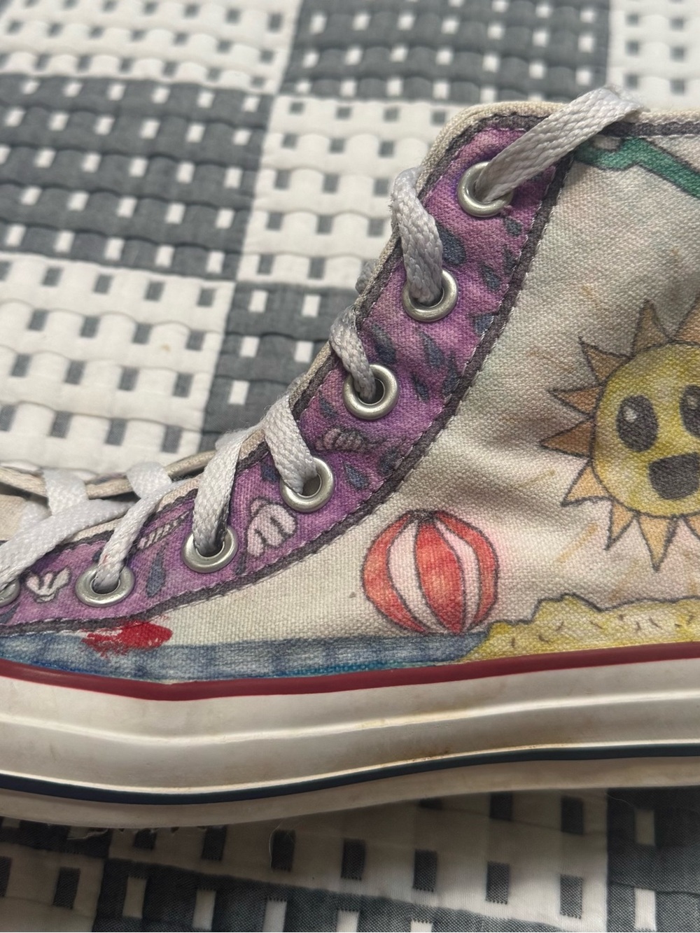 Converse Hand-Drawn High Top Sneakers — Multicolor Artwork - Womens 8/ Mens 6 - Picture 3 of 12